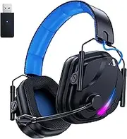 Vakedy Wireless Gaming Headset, Bluetooth Gaming Headset with Microphone, PS5 Headset Wireless, 2.4G Wireless Headset for PS5, PS4, PC, Switch, Mac, Mobile, Wireless Gaming Headphones with Two Modes -