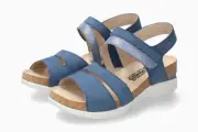 Mephisto Women's Orly Denim Bucksoft 904 Wedge Hook and Loop Strap Sandals