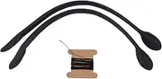 QANYEGN 2Pcs Genuine Leather Bag Straps Handle, Real Leather Bag Handles, Black Leather Straps for DIY Hand Accessories (Black)