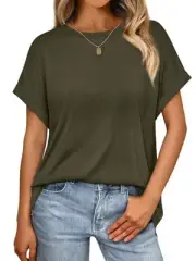 Womens Summer Tops Spring Fashion Oversized Business Casual X-Large Army Green