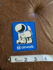 Vintage Airwalk skateboard sticker skate shoes decal Blue moon landing dog USA