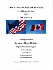 Brass Quintet Star Spangled Banner 3 versions plus O Canada NEW