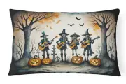 Mariachi Skeleton Band Spooky Halloween Throw Pillow