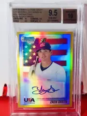 2010 Bowman Chrome USA Gold Refractor AUTO Zach Green /50 Giants BGS 9.5 OBO