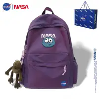 在飛比找蝦皮購物優惠-美國NASA聯名潮牌後背包女生輕便大容量背包時尚情侶學生書包