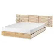 MANDAL bed frame with headboard, birch/white, 140x200 cm