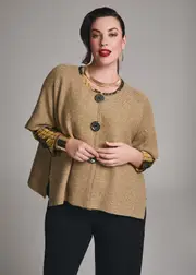 [TS] Taking Shape Sparkle Rib Knit Button Cardigan Size 22-24 in Mustard Gold - Plus Size Women's Clothing Mustard Gold