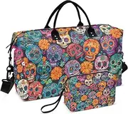 [YXYZRMY] Travel Duffel Bag Colorful Sugar Skulls Gym Bag Sports Tote Bag with Multiple Interior Pockets Shoulder Weekender Bag for Women Men with Toiletry Bag 20.5”x 7.9”x 13.8, Multi-Colored, one size