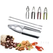 Nut Cracker, Seafood Tool, Walnut Cracker for All Nuts, Heavy Black+2 Forks