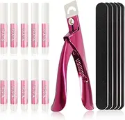 16 Pcs Nail Glues Set,10 PCS Nail Glue For Acrylic Nails,Adhesive Super Bond for Fake Nails,1 Nail Clipper Cutter For Fake Nails,5 Double sided Emery Nail Files,Nails Manicure Salon Nail Art DIY