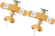 2pcs Aircraft Model Retro Iron Art Ornament Small Airplane for Living Room or Office