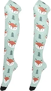 [Caihoyu] Women Thigh High Socks Lightweight Long Thigh High Socks Over Knees Socks for Daily Wear, Cosplay Cute Deer, Cute Deer