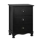 Vintage Bedside Table Chest Storage Cabinet Nightstand Black