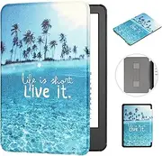 [MOKASE] Case for 7" Kindle Paperwhite (12th Generation, 2024) & Kindle Colorsoft Signature Edition, Ultra Thin PU Leather Hard Protective Cover with Hand Strap for 7 inch 2024 E-Reader, Beach