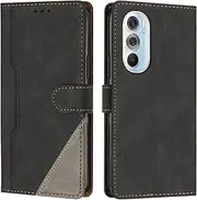 [XBS-Better] Case for Motorola Moto Edge X30/Edge 30 Pro, Business Splicing Leather Magnetic Credit Card Holder Kickstand Wallet Cover Case for Motorola Moto Edge X30/Edge 30 Pro-Black