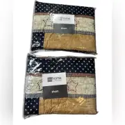 JC PENNEY Old Glory Pillow sham quilted STANDARD Set of 2 NEW