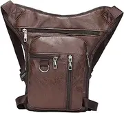 Motor Pannier Bag Leather for Men Women Zip Closure Lightweight Waterproof Workmanship Fashionable Practical Waist Pack Motorbike Travel Bag(L)