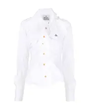 Vivienne Westwood Orb Logo Embroidered Drunken Shirt IT44,IT36 White