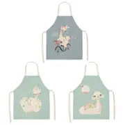 Nevenka 3 Pcs Kids Alpaca Printed Linen Apron Bib for Cooking Painting-6