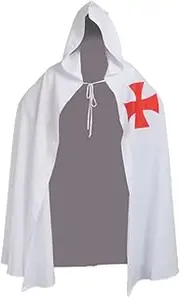 BLESSUME Medieval Templar Knight Cloak Hospitaller Hooded Robe