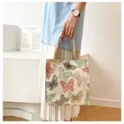 Printed Butterfly Food Container Canvas Canvas Bags Portable Handbag