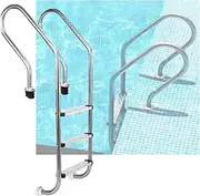 Stainless Steel Swimming Pool Ladder,with 3 Steps,Weight Capacity 550 Lbs,for in Ground Swimming Pool Easy to Climb(3-steps1.5mm)