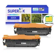 2PK CE410X Black Toner Compatible with HP 305X LaserJet 400 M451dw M475dn
