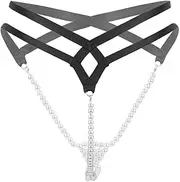 [TiaoBug] Women's Sexy Low Rise G-Strings with Pearls Tangas Intimates Underpants Thong