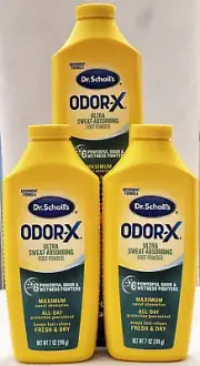 Lot of 3pc Dr. Scholl’s Odor-X All Day Ultra Sweat-Absorbing Foot Powder 7 Oz/ea