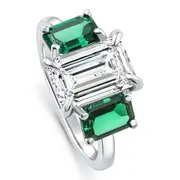 Bliss Diamond Certified 5Ct Green Emerald Diamond Ring 14k Gold or Platinum Lab Grown in 14K White Gold at Nordstrom, Size 5.5