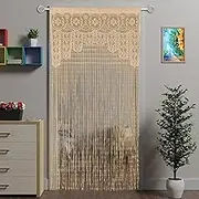 Atsweetlife Macrame Lace Door String Curtain for Doorways，Bohemian Curtains Window Wall Closet Bedroom Kitchen Hippie Hanging Panels Boho Room Divider Girls Kids（Champange, 39×79in
