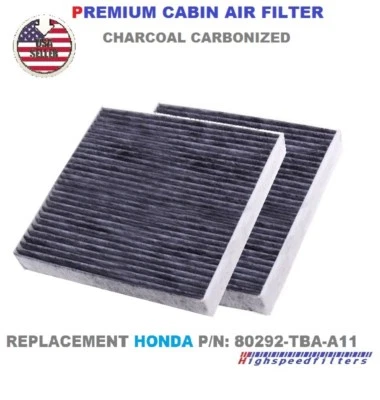 PACK OF 2 CHARCOAL CARBON CABIN AIR FILTER For 2016 - 2023 HONDA CIVIC (for: Honda Civic)