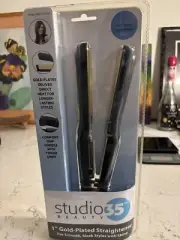 Studio 35 Beauty 1" Gold-Plated Straightener NEW in Box Styles with Shines HTF