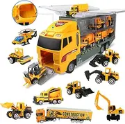 Coolplay Truck Toy Car Set Car Transporter Toy Construction Site Digger Toy from 3 Years Boy