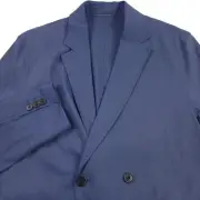 $445 Theory Clinton Double-Breasted Blue Linen Blazer Jacket Mens Size 44