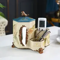 在飛比找樂天市場購物網優惠-多功能紙巾盒客廳遙控器收納盒創意歐式美式家用茶幾抽紙盒三件套