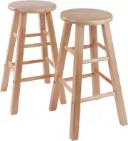 Element 2-Piece 24In Counter Stool Set, Natural Finish, Solid Wood, Modern Desig
