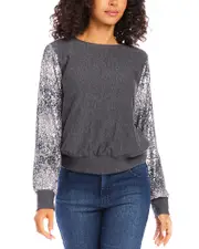 Karen Kane Sequin Sleeve Top