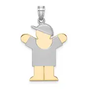 14k Two-tone Gold Two-tone Gold Large Boy with Hat on Right Engravable Charm