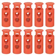 30Pcs 4mm Cord Lock Plastic Double Hole Spring Toggle Stoppers, Orange