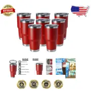 30oz Stainless Steel Tumbler - Double Wall Insulated Travel Mug in Red Gift Set
