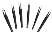 Ozoffer 12xTweezers Kit Stainless Steel Anti-static Nail Eyebrow Electronic Jewellery AU