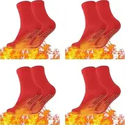 [ele ELEOPTION] New 4 Pairs Red Heating Heated Socks Teenager Men Women Winter Thermal Heated Socks Anti-Freezing Foot Warmer Socks One Size, Red, One Size