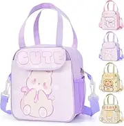WOTOW Insulated Lunch Bag for Kids, Cute Thermal Lunch Box with Adjustable Shoulder Strap, Reusable School Lunch Bag for Kids Girls