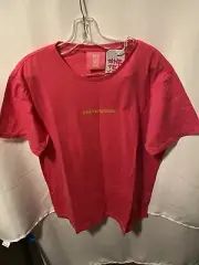 One Teaspoon Womens Pink Glo OT Logo Organic Tee Shirt Short Sleeve Size Small