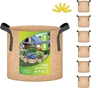 iPower Plant Grow Bag 3 Gallon 6-Pack Heavy Duty Fabric Pots, 300g Thick Nonwoven Fabric Containers Aeration with Nylon Handles, for Planting Vegetables, Fruits, Flowers,Tan 2024 Version