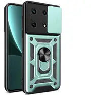 case For Infinix Note 30 Pro 4G Slide Camera Lens Protection and Built in 360 Rotatable Ring Holder - Green