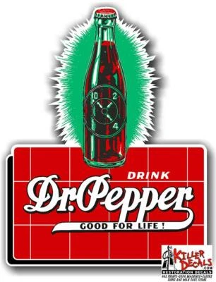 (DP115) 6" tall DR PEPPER BOTTLE RAYS COOLER POP soda coca cola machine decal