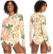 NWT Women's ROXY Long Sleeve Rashguard Print Mix size Small Back Zip LQQK