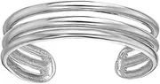 [Lavari Jewelers] Triple Row Adjustable Band Open Toe Ring for Women I 10k White or Yellow Gold Toe Ring for Her I One Size Fits Most Toes I 5.7 mm Wide Body Jewelry